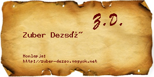 Zuber Dezső névjegykártya